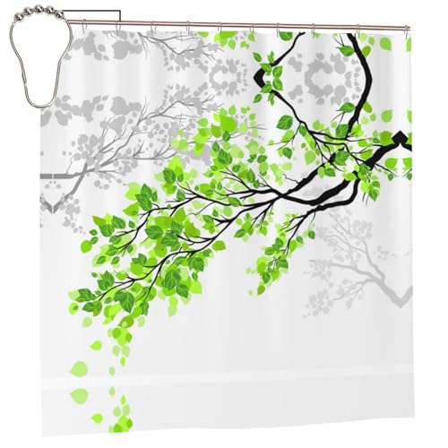 EZDLOWVBA Duschvorhang mit erfrischendem Blätter-Druck, 183 x 183 cm, schimmelresistent, Polyestergewebe, Badvorhang mit 12 Haken, waschbar, schnelltrocknend EZDLOWVBA Duschvorhang mit erfrischendem Blätter-Druck, 183 x 183 cm, schimmelresistent, Polyestergewebe, Badvorhang mit 12 Haken, waschbar, schnelltrocknend von EZDLOWVBA