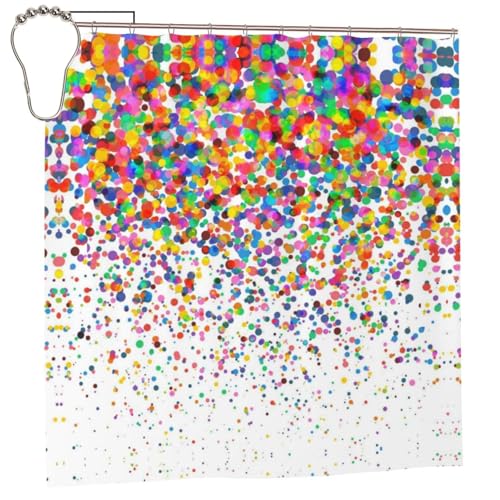 EZDLOWVBA Duschvorhang mit farbigen Punkten, Kunstdruck, 183 x 183 cm, schimmelresistent, Polyestergewebe, Badvorhang mit 12 Haken, waschbar, schnelltrocknend EZDLOWVBA Duschvorhang mit farbigen Punkten, Kunstdruck, 183 x 183 cm, schimmelresistent, Polyestergewebe, Badvorhang mit 12 Haken, waschbar, schnelltrocknend von EZDLOWVBA