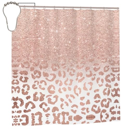 EZDLOWVBA Duschvorhang mit rotgoldenem Glitzer-Druck, 183 x 183 cm, schimmelresistent, Polyestergewebe, Badvorhang mit 12 Haken, waschbar, schnelltrocknend EZDLOWVBA Duschvorhang mit rotgoldenem Glitzer-Druck, 183 x 183 cm, schimmelresistent, Polyestergewebe, Badvorhang mit 12 Haken, waschbar, schnelltrocknend von EZDLOWVBA