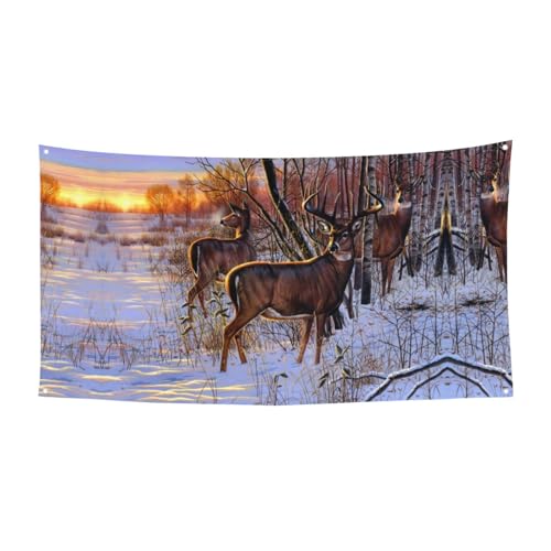 EZDLOWVBA Flagge mit Hirschbild, 4 Ösen, Ösen in jeder Ecke, Polyester-Banner, lustige Flaggen, 90 x 180 cm EZDLOWVBA Flagge mit Hirschbild, 4 Ösen, Ösen in jeder Ecke, Polyester-Banner, lustige Flaggen, 90 x 180 cm von EZDLOWVBA