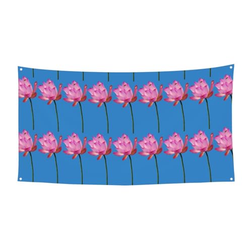 EZDLOWVBA Flagge mit Lotusdruck, 4 Ösen, Ösen an jeder Ecke, Polyester-Banner, lustige Flaggen, 90 x 180 cm von EZDLOWVBA
