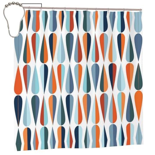 EZDLOWVBA Mid Century Moderner Duschvorhang mit Tropfenformen-Druck, 183 x 183 cm, schimmelresistent, Polyestergewebe, Badvorhang mit 12 Haken, waschbar, schnelltrocknend EZDLOWVBA Mid Century Moderner Duschvorhang mit Tropfenformen-Druck, 183 x 183 cm, schimmelresistent, Polyestergewebe, Badvorhang mit 12 Haken, waschbar, schnelltrocknend von EZDLOWVBA