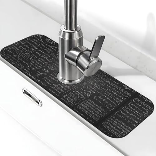 EZDLOWVBA Physik-Druck-Stein-Wasserhahn-Matte für Küchenspüle, Kieselgur-saugfähige Matte, Wasserhahn-Spritzschutz für Badezimmer und Küche (38,1 x 14 cm) von EZDLOWVBA