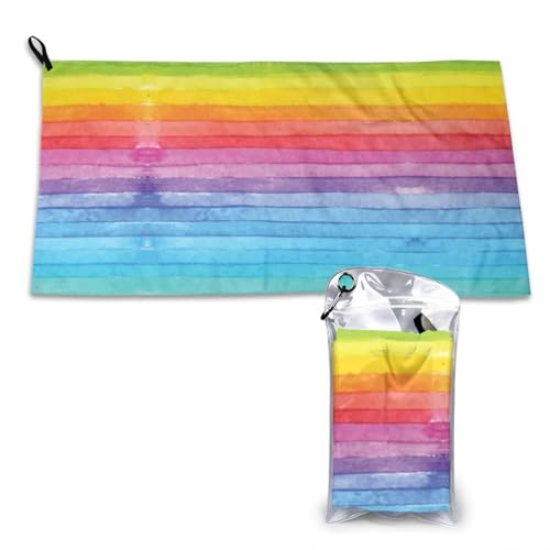 EZDLOWVBA Schnelltrocknendes Handtuch, Regenbogenfarben, gestreift, schnelltrocknend, Fitness-Handtuch (2 Stück) von EZDLOWVBA
