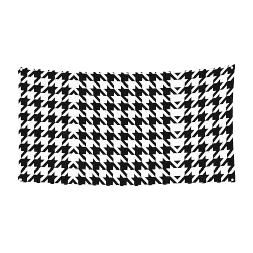 EZDLOWVBA Schwarze Flagge mit Hahnentrittmuster, 4 Ösen, Ösen an jeder Ecke, Polyester-Banner, lustige Flaggen, 90 x 180 cm von EZDLOWVBA