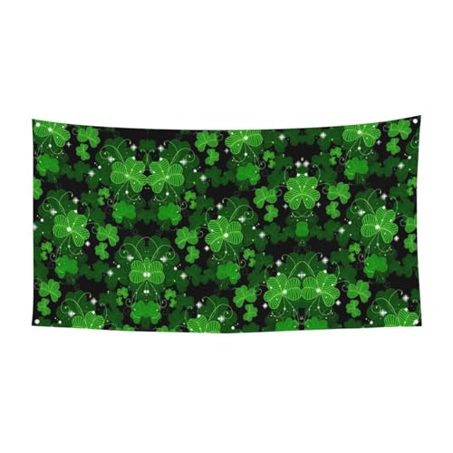 EZDLOWVBA St. Patricks Day Flagge mit Blättern, 4 Ösen, Ösen an jeder Ecke, Polyester-Banner, lustige Flaggen, 90 x 180 cm von EZDLOWVBA