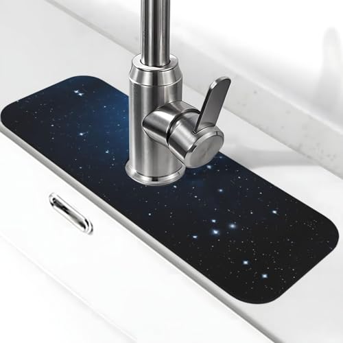 EZDLOWVBA Starry Night Deep Outer Space Print Stone Wasserhahn Matte für Küchenspüle, Kieselgur-saugfähige Matte, Wasserhahn-Spritzschutz für Badezimmer Küche (38,1 x 14 cm) von EZDLOWVBA