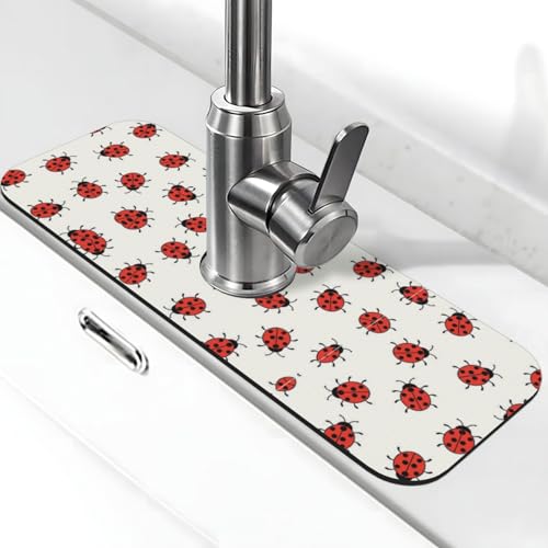 EZDLOWVBA Unendliches gesprenkeltes Muster, Stein-Wasserhahn-Matte für Küchenspüle, Kieselgur-saugfähige Matte, Wasserhahn-Spritzschutz für Badezimmer und Küche (38,1 x 14 cm) von EZDLOWVBA