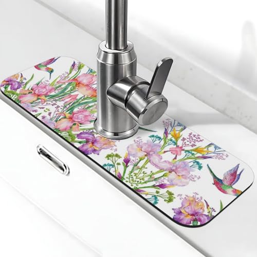EZDLOWVBA Wasserhahn-Matte für Küchenspüle, Kieselgur-saugfähige Matte, Wasserhahn-Spritzschutz für Badezimmer, Küche, 38,1 x 14 cm von EZDLOWVBA