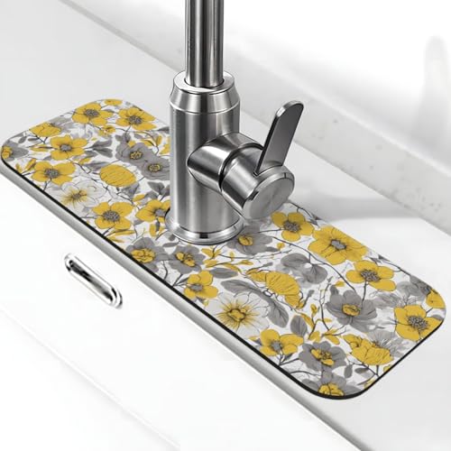 EZDLOWVBA Wasserhahn-Matte für Küchenspüle, Kieselgur-saugfähige Matte, Wasserhahn-Spritzschutz für Badezimmer, Küche (38,1 x 14 cm) von EZDLOWVBA