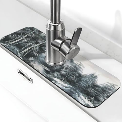 EZDLOWVBA Wasserhahn-Matte für Küchenspüle, Kieselgur-saugfähige Matte, Wasserhahn-Spritzschutz für Badezimmer und Küche (38,1 x 14 cm) von EZDLOWVBA