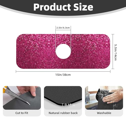 EZDLOWVBA Wasserhahn-Matte mit Glitzermuster für Küchenspüle, Kieselgur-saugfähige Matte, Wasserhahn-Spritzschutz für Badezimmer und Küche (38,1 x 14 cm) von EZDLOWVBA
