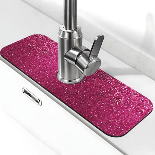 EZDLOWVBA Wasserhahn-Matte mit Glitzermuster für Küchenspüle, Kieselgur-saugfähige Matte, Wasserhahn-Spritzschutz für Badezimmer und Küche (38,1 x 14 cm) von EZDLOWVBA