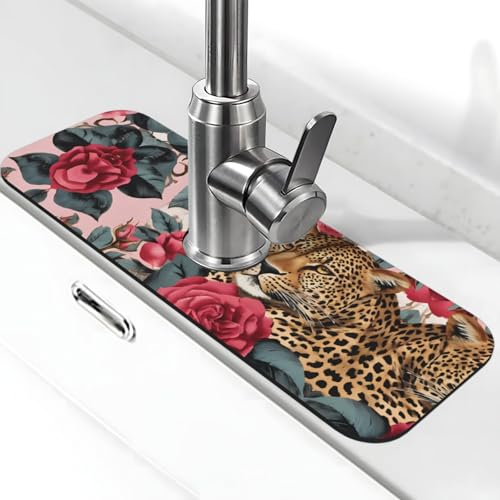EZDLOWVBA Wasserhahnmatte für Küchenspüle, Kieselgur-saugfähige Matte, Wasserhahn-Spritzschutz für Badezimmer und Küche (38,1 x 14 cm) von EZDLOWVBA