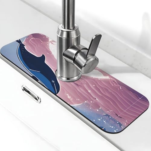 EZDLOWVBA Wasserhahnmatte für Küchenspüle, Kieselgur-saugfähige Matte, Wasserhahn-Spritzschutz für Badezimmer und Küche (38,1 x 14 cm) von EZDLOWVBA