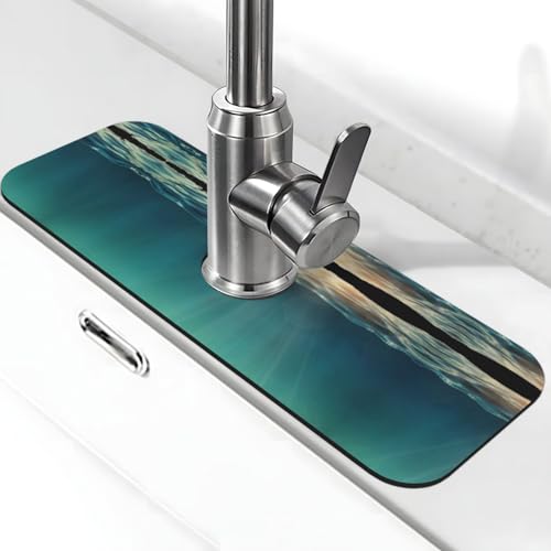 EZDLOWVBA Wasserhahnmatte für Küchenspüle, Kieselgur-saugfähige Matte, Wasserhahn-Spritzschutz für Badezimmer und Küche (38,1 x 14 cm) von EZDLOWVBA