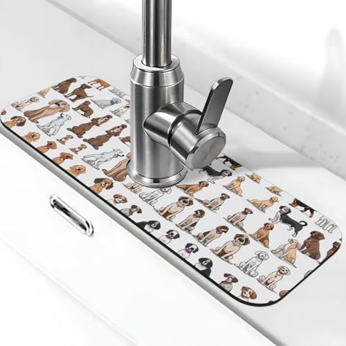 EZDLOWVBA Wasserhahnmatte mit niedlichem Chihuahua-Mopsmuster, Stein-Wasserhahn-Matte für Küchenspüle, Kieselgur-saugfähige Matte, Wasserhahn-Spritzschutz für Badezimmer und Küche (38,1 x 14 cm) EZDLOWVBA Wasserhahnmatte mit niedlichem Chihuahua-Mopsmuster, Stein-Wasserhahn-Matte für Küchenspüle, Kieselgur-saugfähige Matte, Wasserhahn-Spritzschutz für Badezimmer und Küche (38,1 x 14 cm) von EZDLOWVBA