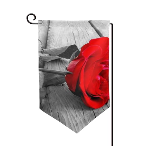 Eine doppelseitige Premium-Gartenflagge mit rotem Rosen-Druck, Gartenflaggen für Heimdekoration, wetterbeständig und doppelt genäht, 45,7 x 32,8 cm Eine doppelseitige Premium-Gartenflagge mit rotem Rosen-Druck, Gartenflaggen für Heimdekoration, wetterbeständig und doppelt genäht, 45,7 x 32,8 cm von EZDLOWVBA
