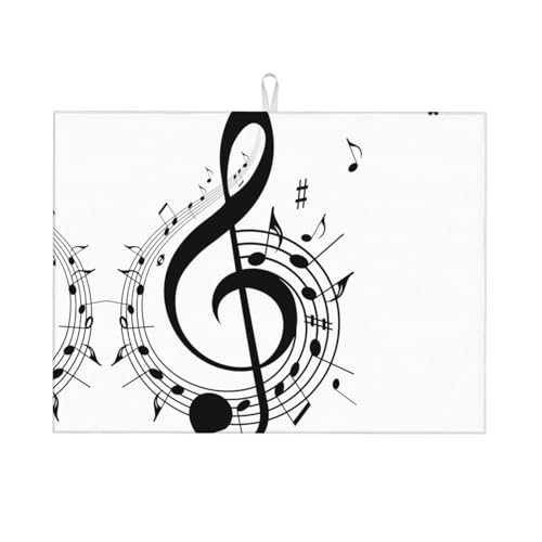Geschirr-Abtropfmatte mit Musikdruck, saugfähig, für Küche, rutschfest, 45,7 x 61 cm von EZDLOWVBA