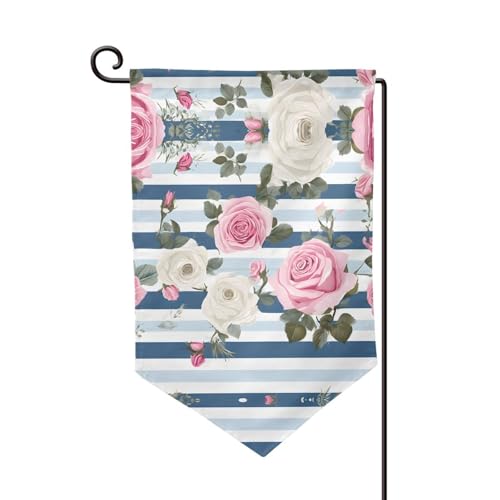 Gestreifte Sukkulenten-Druck, doppelseitige Premium-Gartenflagge, Gartenflaggen für Heimdekoration, wetterbeständig und doppelt genäht, 45,7 x 32,8 cm von EZDLOWVBA