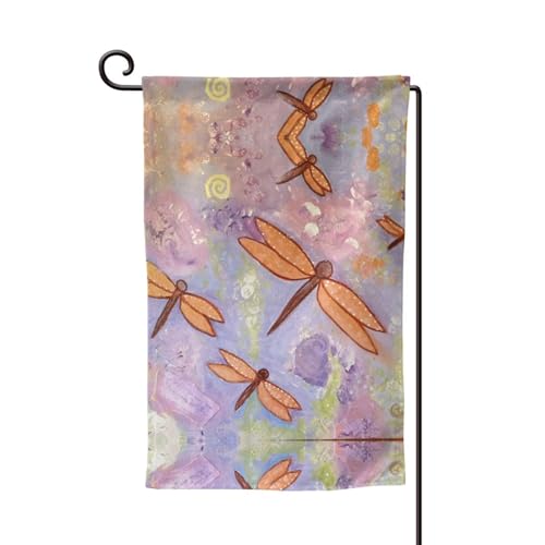 Handbemalte Libellen-Druck, doppelseitige Premium-Gartenflagge, Gartenflaggen für Heimdekoration, wetterbeständig und doppelt genäht, 45,7 x 32,8 cm Handbemalte Libellen-Druck, doppelseitige Premium-Gartenflagge, Gartenflaggen für Heimdekoration, wetterbeständig und doppelt genäht, 45,7 x 32,8 cm von EZDLOWVBA