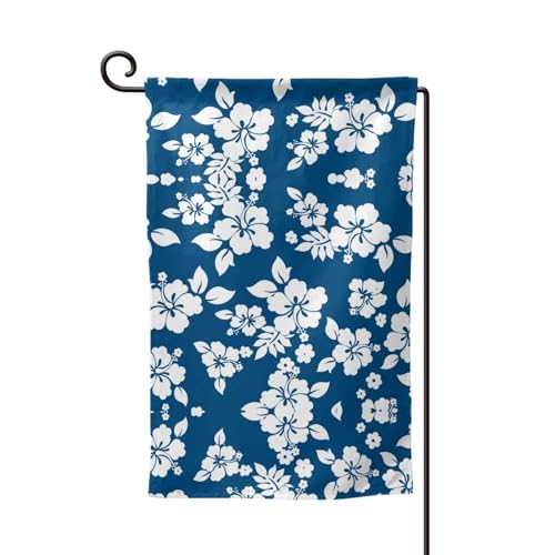 Hawaii-Blumendruck, doppelseitige Premium-Gartenflagge, Gartenflaggen für Heimdekoration, wetterbeständig und doppelt genäht, 45,7 x 32,8 cm von EZDLOWVBA