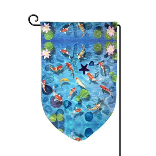 Japanische rote Karpfen-Druck, doppelseitige Premium-Gartenflagge, Gartenflaggen für Heimdekoration, wetterbeständig und doppelt genäht, 45,7 x 32,8 cm von EZDLOWVBA