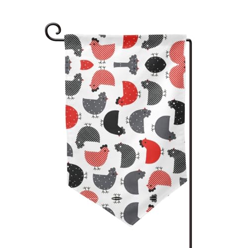 Kreativer Cartoon-Huhn-Druck, doppelseitige Premium-Gartenflagge, Gartenflaggen für Heimdekoration, wetterbeständig und doppelt genäht, 45,7 x 32,8 cm Kreativer Cartoon-Huhn-Druck, doppelseitige Premium-Gartenflagge, Gartenflaggen für Heimdekoration, wetterbeständig und doppelt genäht, 45,7 x 32,8 cm von EZDLOWVBA
