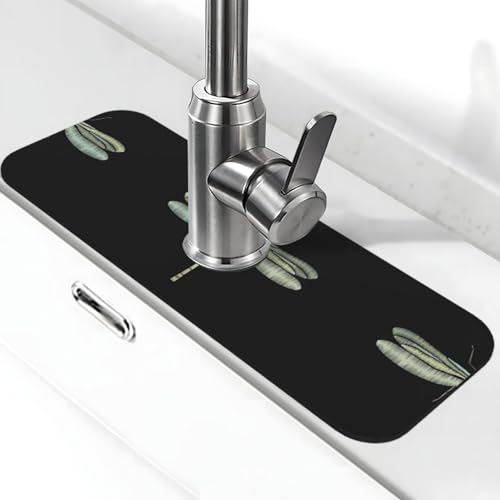 Libellen-Wasserhahn-Matte für Küchenspüle, Kieselgur-saugfähige Matte, Wasserhahn-Spritzschutz für Badezimmer, Küche (38,1 x 14 cm) von EZDLOWVBA