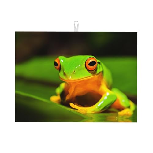 Lovely Tree Frogsprint Abtropfmatte, saugfähige Küchentheke, Geschirrregal, Abtropfmatte für Küche, rutschfeste Tischmatte, Platzset, 45,7 x 61 cm von EZDLOWVBA