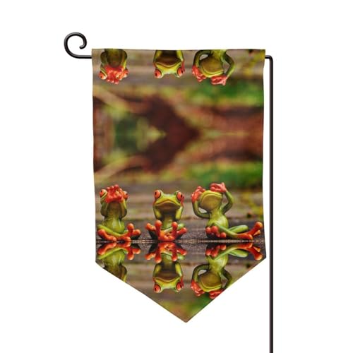 Lustige grüne Frösche Druck, doppelseitige Premium-Gartenflagge, Gartenflaggen für Heimdekoration, wetterbeständig und doppelt genäht, 45,7 x 32,8 cm Lustige grüne Frösche Druck, doppelseitige Premium-Gartenflagge, Gartenflaggen für Heimdekoration, wetterbeständig und doppelt genäht, 45,7 x 32,8 cm von EZDLOWVBA