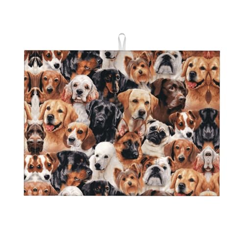 Many Dogsprint Abtropfmatte, saugfähige Küchentheke, Abtropfbrett, Matte für Küche, rutschfeste Tischmatte, Platzset, 45,7 x 61 cm von EZDLOWVBA