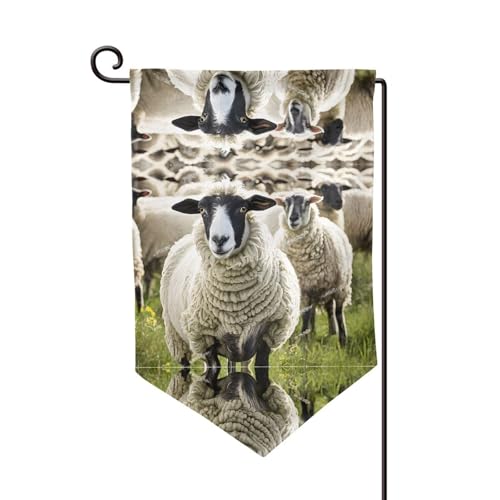 Niedliche Schaf-Lamm-Druck, doppelseitige Premium-Gartenflagge, Gartenflaggen für Heimdekoration, wetterbeständig und doppelt genäht, 45,7 x 32,8 cm von EZDLOWVBA
