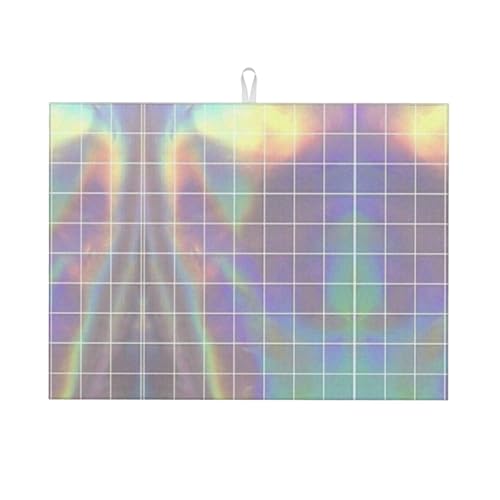 Reflektierende Abtropfmatte mit quadratischem Druck, saugfähig, für Küchentheke, Geschirr, Abtropfbrett, Matte für Küche, rutschfeste Tischmatte, Platzset, 45,7 x 61 cm von EZDLOWVBA