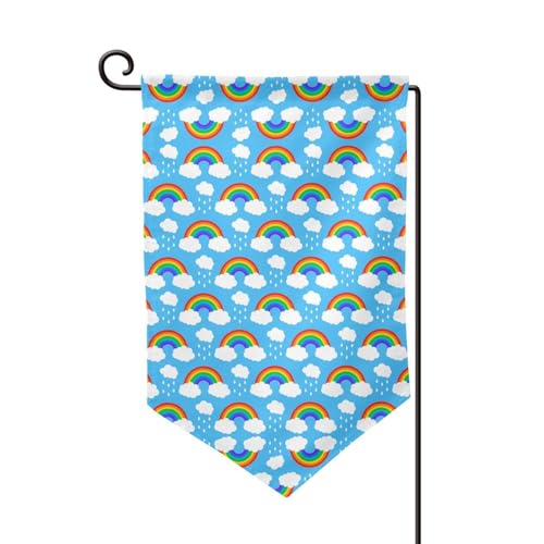 Regenbogen-Wolken-Regentropfen-Druck, doppelseitige Premium-Gartenflagge, Gartenflaggen für Heimdekoration, wetterbeständig und doppelt genäht, 45,7 x 32,8 cm Regenbogen-Wolken-Regentropfen-Druck, doppelseitige Premium-Gartenflagge, Gartenflaggen für Heimdekoration, wetterbeständig und doppelt genäht, 45,7 x 32,8 cm von EZDLOWVBA
