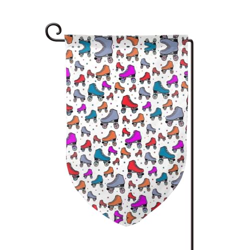Rollschuh-Flagge mit buntem Druck, doppelseitig, Premium-Gartenflaggen für Heimdekoration, wetterbeständig und doppelt genäht, 45,7 x 32,8 cm von EZDLOWVBA