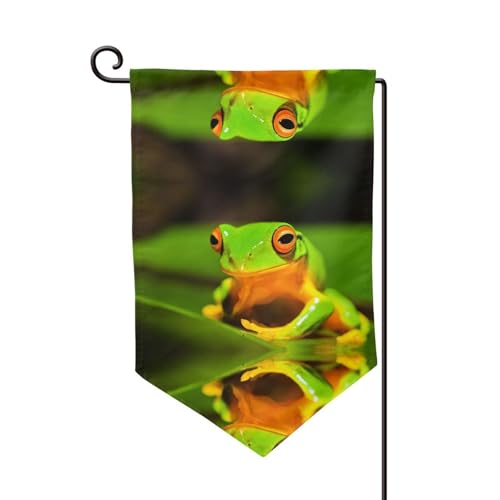 Schöne Gartenflagge mit Baumfrösch-Druck, doppelseitig, Gartenflaggen für Heimdekoration, wetterbeständig und doppelt genäht, 45,7 x 32,8 cm Schöne Gartenflagge mit Baumfrösch-Druck, doppelseitig, Gartenflaggen für Heimdekoration, wetterbeständig und doppelt genäht, 45,7 x 32,8 cm von EZDLOWVBA