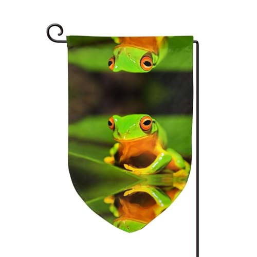 Schöne Gartenflagge mit Baumfrösch-Druck, doppelseitig, Gartenflaggen für Heimdekoration, wetterbeständig und doppelt genäht, 45,7 x 32,8 cm von EZDLOWVBA