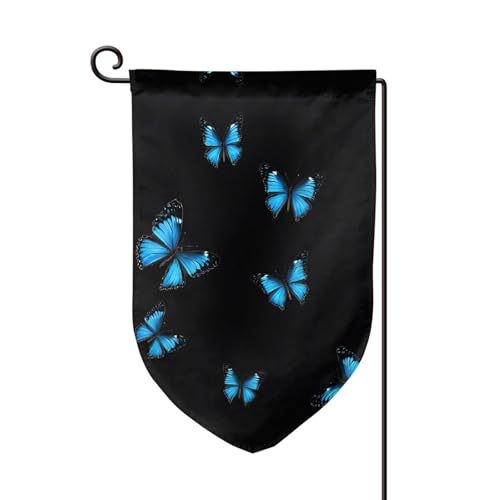 Schöne blaue Schmetterlings-Druck, doppelseitige Premium-Gartenflagge, Gartenflaggen für Heimdekoration, wetterbeständig und doppelt genäht, 45,7 x 32,8 cm Schöne blaue Schmetterlings-Druck, doppelseitige Premium-Gartenflagge, Gartenflaggen für Heimdekoration, wetterbeständig und doppelt genäht, 45,7 x 32,8 cm von EZDLOWVBA