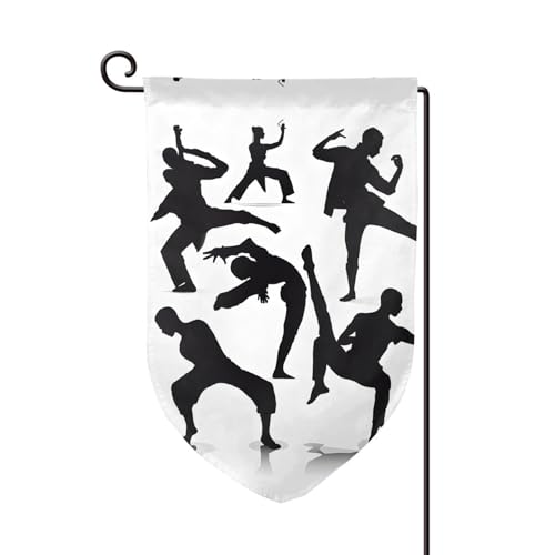 Silhouetten von Kampfsport-Druck, doppelseitig, Premium-Gartenflagge, Gartenflaggen für Heimdekoration, wetterbeständig und doppelt genäht, 45,7 x 32,8 cm Silhouetten von Kampfsport-Druck, doppelseitig, Premium-Gartenflagge, Gartenflaggen für Heimdekoration, wetterbeständig und doppelt genäht, 45,7 x 32,8 cm von EZDLOWVBA