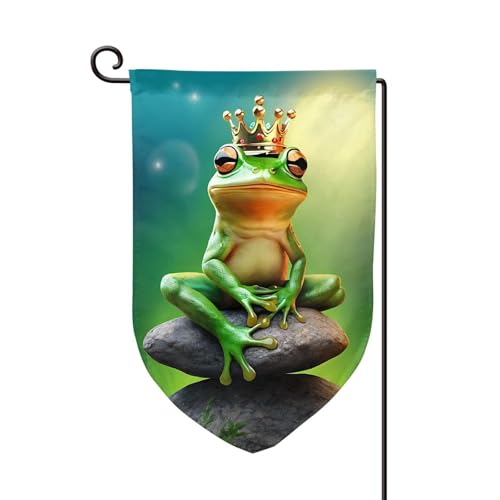 Süße doppelseitige Premium-Gartenflagge mit Frosch-Druck, Gartenflaggen für Heimdekoration, wetterbeständig und doppelt genäht, 45,7 x 32,8 cm Süße doppelseitige Premium-Gartenflagge mit Frosch-Druck, Gartenflaggen für Heimdekoration, wetterbeständig und doppelt genäht, 45,7 x 32,8 cm von EZDLOWVBA