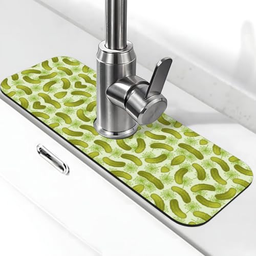 Sushi Dill Pickles Print Stone Wasserhahn Matte für Küchenspüle, Kieselgur-saugfähige Matte, Wasserhahn-Spritzschutz für Badezimmer Küche (38,1 x 14 cm) von EZDLOWVBA
