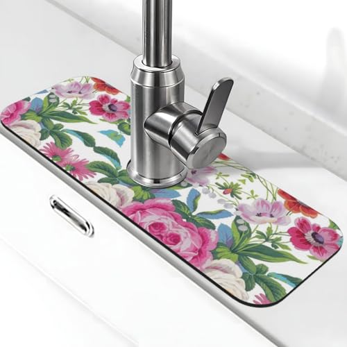 Wasserhahn-Matte für Küchenspüle, Kieselgur-saugfähige Matte, Wasserhahn-Spritzschutz für Badezimmer und Küche (38,1 x 14 cm) von EZDLOWVBA