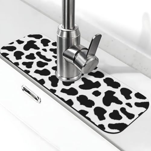 Wasserhahnmatte für Küchenspüle, Kieselgur-saugfähige Matte, Wasserhahn-Spritzschutz für Badezimmer, Küche, 38,1 x 14 cm, Schwarz und Weiß Wasserhahnmatte für Küchenspüle, Kieselgur-saugfähige Matte, Wasserhahn-Spritzschutz für Badezimmer, Küche, 38,1 x 14 cm, Schwarz und Weiß von EZDLOWVBA