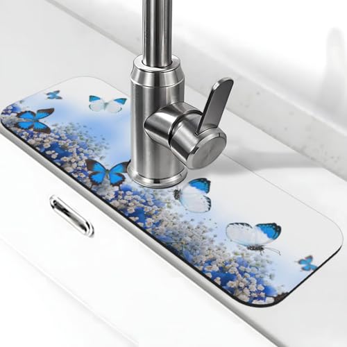 Wasserhahnmatte für Küchenspüle, Kieselgur-saugfähige Matte, Wasserhahn-Spritzschutz für Badezimmer, Küche (38,1 x 14 cm) von EZDLOWVBA