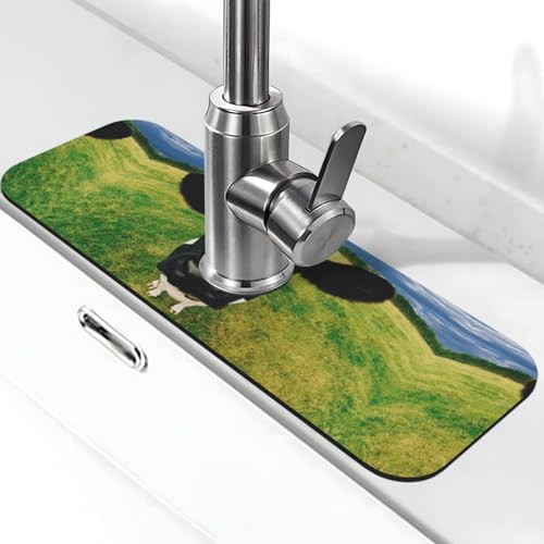 Wasserhahnmatte für Küchenspüle, Kieselgur-saugfähige Matte, Wasserhahn-Spritzschutz für Badezimmer und Küche (38,1 x 14 cm) von EZDLOWVBA