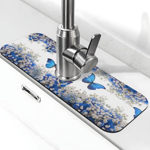 Wasserhahnmatte für Küchenspüle, Kieselgur-saugfähige Matte, Wasserhahn-Spritzschutz für Badezimmer und Küche (38,1 x 14 cm) von EZDLOWVBA