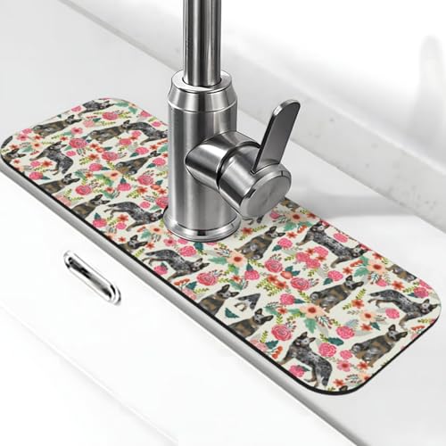 Wasserhahnmatte für Küchenspüle, Kieselgur-saugfähige Matte, Wasserhahn-Spritzschutz für Badezimmer und Küche (38,1 x 14 cm) von EZDLOWVBA