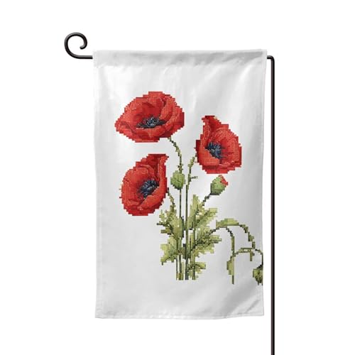 Wunderschöne Gartenflagge mit Mohnblumendruck, doppelseitig, Premium-Gartenflaggen für Heimdekoration, wetterbeständig und doppelt genäht, 45,7 x 32,8 cm von EZDLOWVBA