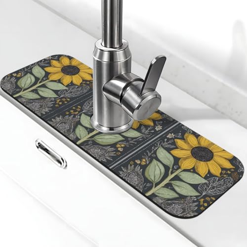 You are My Sunflower Print Stone Wasserhahn Matte für Küchenspüle, Kieselgur-saugfähige Matte, Wasserhahn-Spritzschutz für Badezimmer Küche (38,1 x 14 cm) von EZDLOWVBA